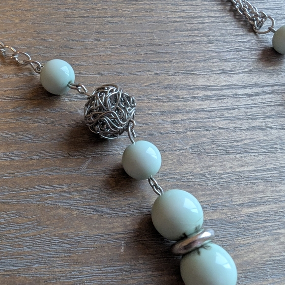 Eye-catching Multi Strand Beaded Silver Toned Necklace - Picture 3 of 4